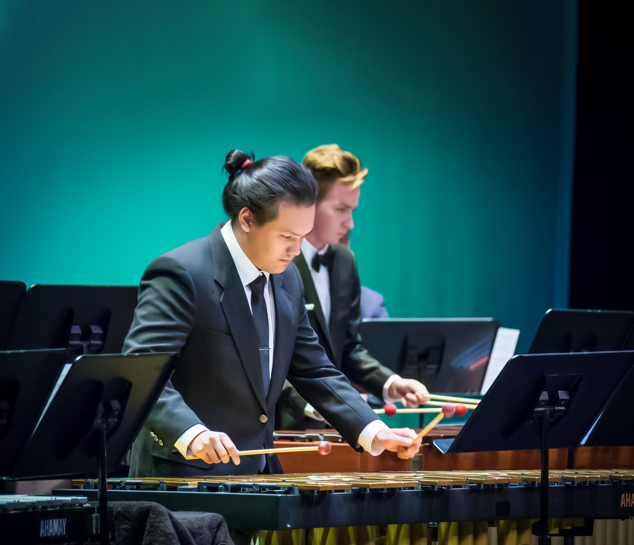 Two percussion players at a concert